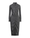 Isabel Marant Étoile Marant Étoile Woman Midi Dress Grey Size 6 Polyamide, Linen, Virgin Wool