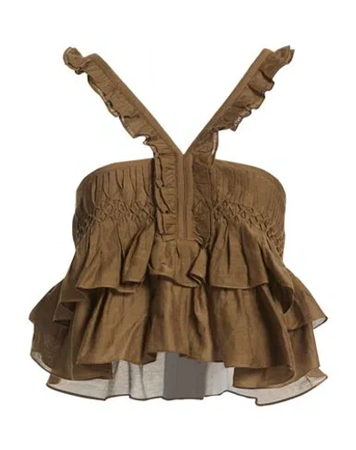 Isabel Marant Étoile Marant Étoile Woman Top Military Green Size 2 Cotton, Viscose In Brown