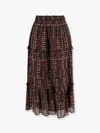 Isabel Marant Étoile Marant Etoile Women Diya Biologic Cotton Skirt With All-over Print In Brown