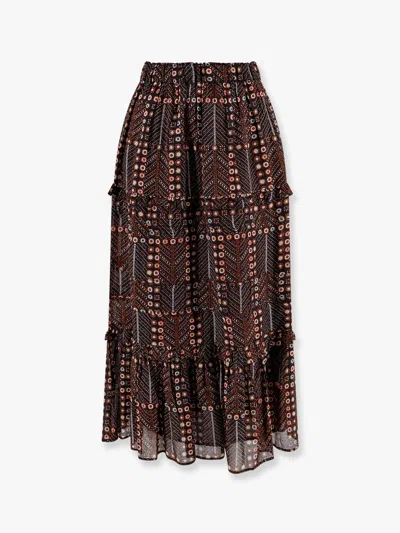 Isabel Marant Étoile Marant Etoile Women Diya Biologic Cotton Skirt With All-over Print In Brown