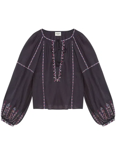 Isabel Marant Étoile Marant Etoile Women Fernanda Embroidered Cotton Top In Multicolor