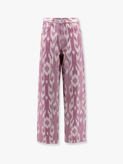 Isabel Marant Étoile Marant Etoile Women Joanny Denim Trouser With Ikat Print In Pink