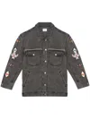 Isabel Marant Étoile Manona Embroidered Denim Jacket In Grey