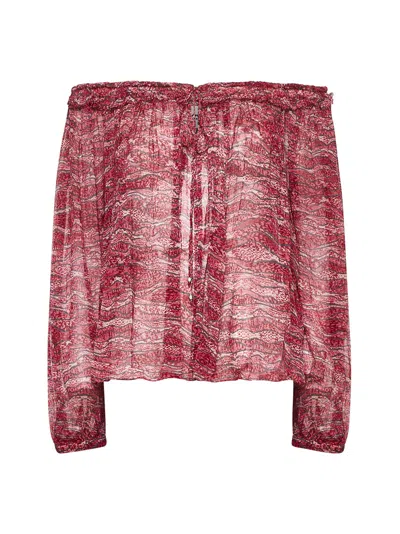 ISABEL MARANT ÉTOILE MARANT ETOILE WOMEN RED PRINTED CHIFFON VUTTI TOP
