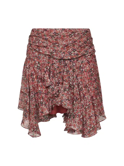 ISABEL MARANT ÉTOILE MARANT ETOILE WOMEN RUST PRINTED GEORGETTE BERENICIA MINISKIRT