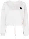 Isabel Marant Étoile Margo Cropped Drawstring-trim Sweatshirt In White
