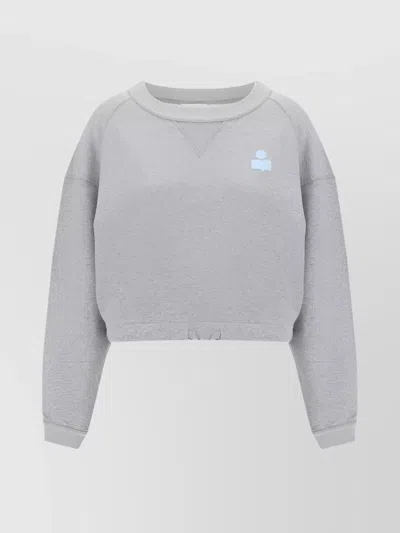 Isabel Marant Étoile Margo Cropped Cotton Sweatshirt Drawstring In Gray