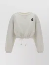 Isabel Marant Étoile Cropped Drawstring Sweatshirt In White