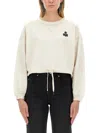 Isabel Marant Étoile Margo Cropped Drawstring Sweatshirt In White