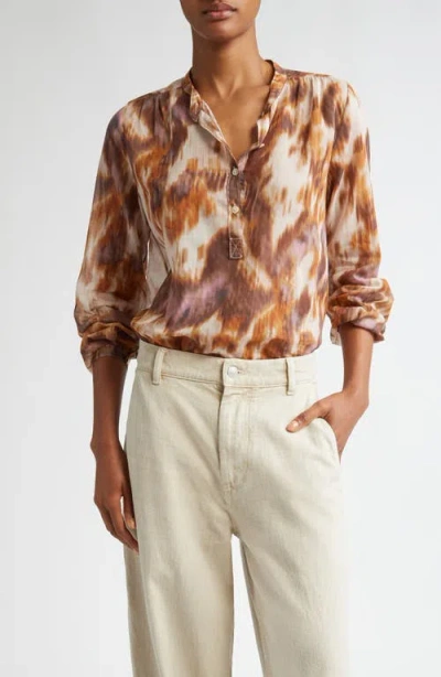 Isabel Marant Étoile Maria Print Cotton Shirt In Ecru/ochre