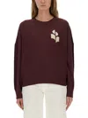 Isabel Marant Étoile Isabel Marant Etoile Marisans Mixed Cotton Logo Sweater In Burgundy