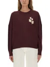 Isabel Marant Étoile Isabel Marant Etoile Marisans Mixed Cotton Logo Sweater In Burgundy