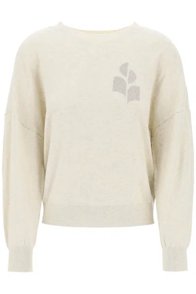 Isabel Marant Étoile Monogram-embroidered Fine-knit Jumper In Neutrals