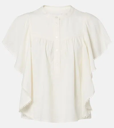 Isabel Marant Étoile Marlie Ruffled Crochet-trimmed Blouse In White
