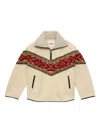 Isabel Marant Étoile Marner Graphic-stripe Fleece Sweater In Neutral