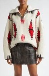 Isabel Marant Étoile Marner Shearling Coat In Ecru/red