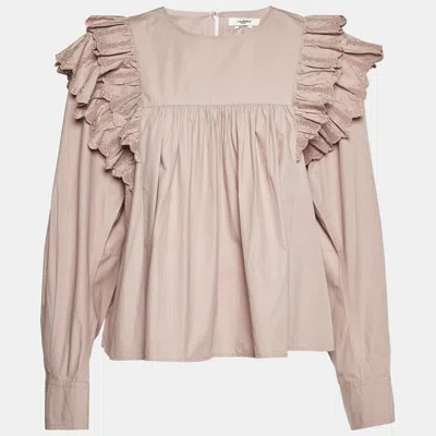Pre-owned Isabel Marant Étoile Mauve Cotton Frilled Blouse L In Pink