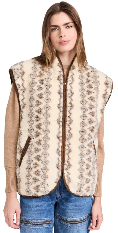 Isabel Marant Étoile Maximilia Faux Suede-trimmed Faux Shearling Vest In Beige