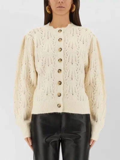 Isabel Marant Étoile Maxine Cardigan Long Sleeves Textured Knit In White