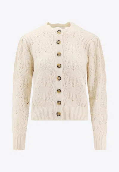 Isabel Marant Étoile Maxine Wool-blend Crewneck Cardigan In Neutral