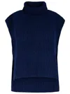 Isabel Marant Étoile High Neck Sleeveless Knitwear With Ribbed Texture In Navy