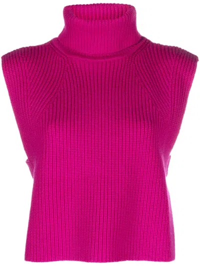 Isabel Marant Étoile Roll-neck Merino Vest In Fuchsia