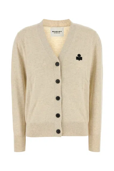 ISABEL MARANT ÉTOILE MELANGE CREAM COTTON BLEND KARINA CARDIGAN