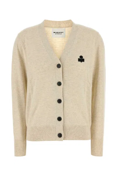 ISABEL MARANT ÉTOILE MELANGE CREAM COTTON BLEND KARINA CARDIGAN