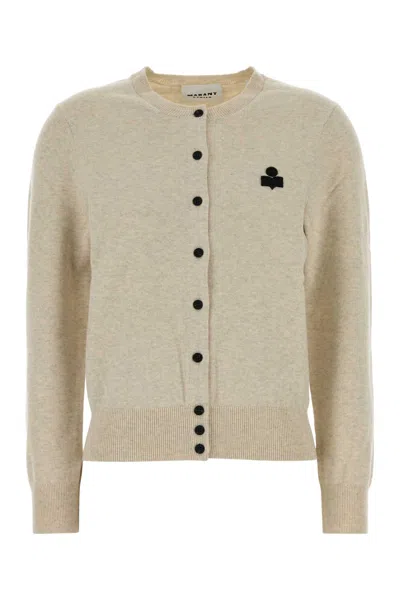 ISABEL MARANT ÉTOILE MELANGE CREAM COTTON BLEND MONA CARDIGAN