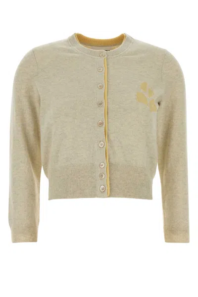 Isabel Marant Étoile Melange Light Grey Cotton Blend Lona Cardigan In Neutral
