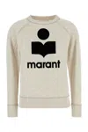 Isabel Marant Étoile Isabel Marant Etoile Women Beige High Neck Sweatshirt With Contrasting Logo Print In Cotton Blend Wo In Neutral