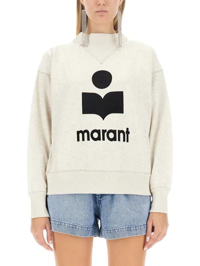 Isabel Marant Etoile Melange Sand Cotton Blend Moby Sweatshirt In White