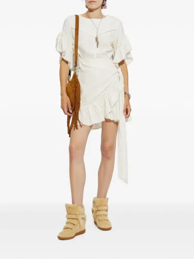 Isabel Marant Étoile Melicia Ruffled Wrap-style Mini Dress In White