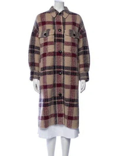 Pre-owned Isabel Marant Étoile Merino Wool Plaid Print Coat In Neutral