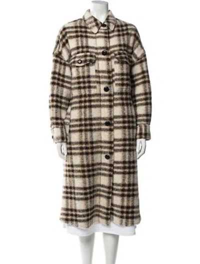 Pre-owned Isabel Marant Étoile Merino Wool Plaid Print Coat In Neutral