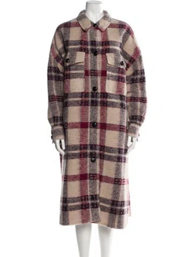 Pre-owned Isabel Marant Étoile Merino Wool Plaid Print Peacoat W/ Tags In Neutral