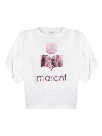 Isabel Marant Étoile Metallic-logo Linen T-shirt