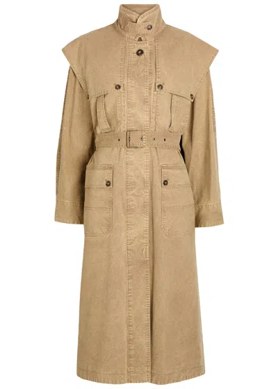 Isabel Marant Étoile Michaela Belted Cotton Coat In Gold
