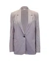 Isabel Marant Etoile Micro Houndstooth Single Breasted Blazer In Grey Cotton Linen In Grey