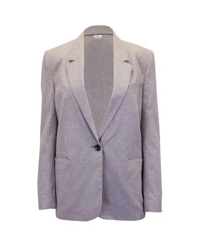 Isabel Marant Etoile Micro Houndstooth Single Breasted Blazer In Grey Cotton Linen