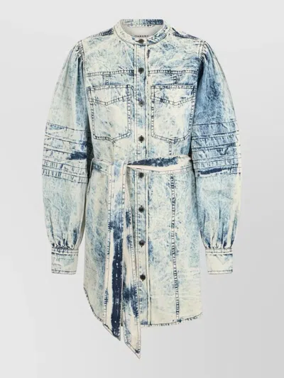 Isabel Marant Étoile Midi Denim Shirt Dress Waist Tie In Blue