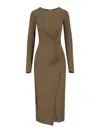 Isabel Marant Étoile Green Draped Jersey Jelina Long Dress In Brown