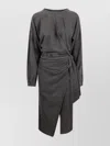 Isabel Marant Étoile Midi Wrap Dress Long Sleeves In Gray