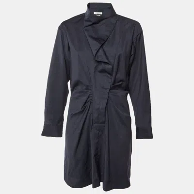 Pre-owned Isabel Marant Étoile Midnight Blue Patterned Wool Draped Mini Dress M