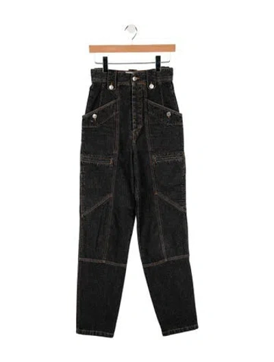 Pre-owned Isabel Marant Étoile Mid-rise Straight Leg Jeans In Black