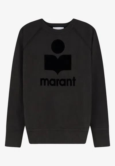 Isabel Marant Étoile Milly Ny Flocked Logo Sweatshirt In Black
