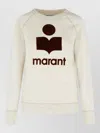 Isabel Marant Étoile Isabel Marant Etoile Women Beige High Neck Sweatshirt With Contrasting Logo Print In Cotton Blend Wo In Neutral