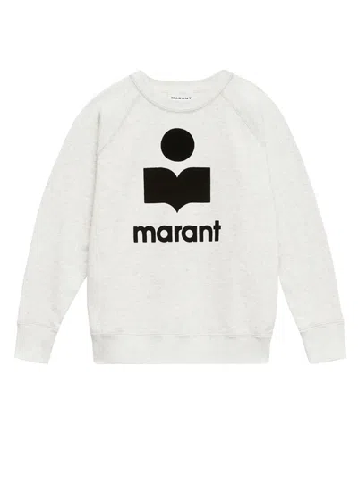Isabel Marant Étoile Millyny Crewneck Black Logo Sweatshirt In White
