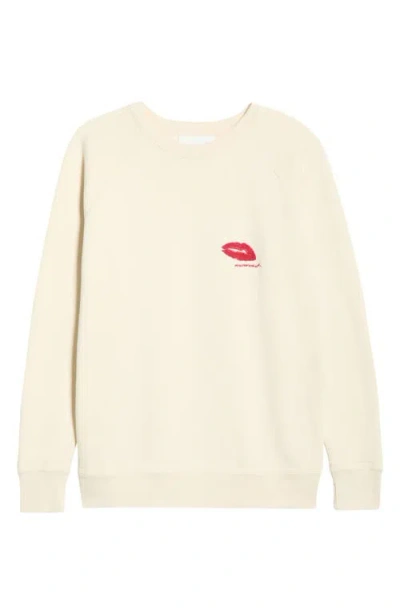 Isabel Marant Étoile Millyny Lips Embroidered Fleece Sweatshirt In Neutral