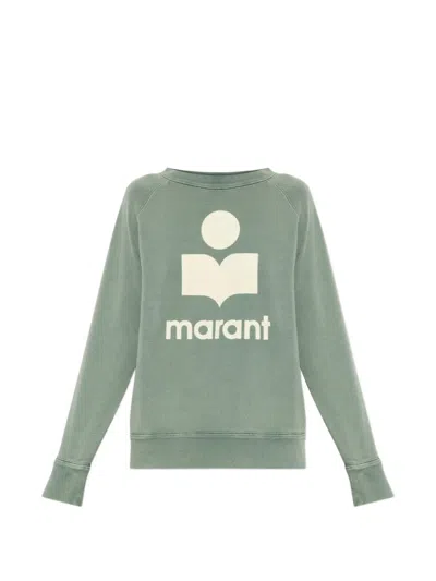 Isabel Marant Étoile Sage Green Cotton Blend Millyny Logo Sweatshirt In Blue